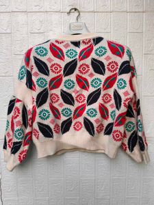 New with tag Korean Cozy Floral Print Knit Sweater