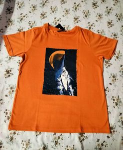 women New Orange T-Shirt with Sailboat Graphic🧡