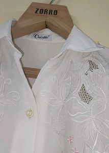 Elegant White Embroidered Blouse