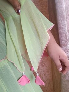 Green Embroidered Tiered Maxi Dress