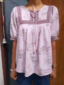 Pink Floral Print Kurta Top