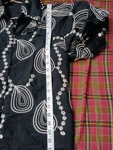 Embroidered Black Button-Up Shirt