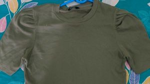 Olive Green Puff Sleeve Top