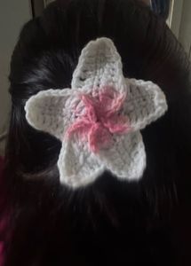 crochet flower earrings &amp; hair clip