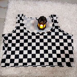 White &amp; black Crop Top For Women