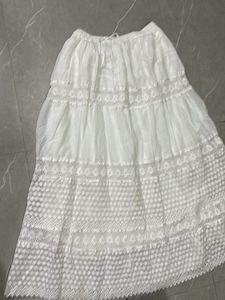 Elegant White Tiered Ethnic Skirt