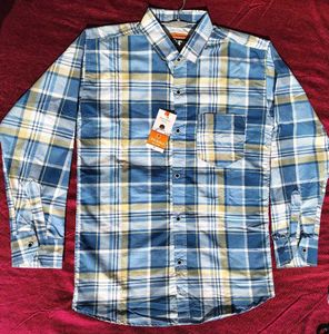 Men's Blue Plaid Casual Shirt