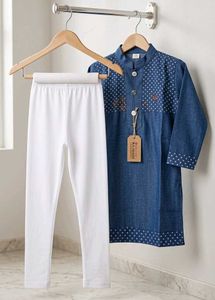 new ..Blue Kurta Set with White Leggings