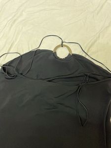 Black Halter Top with Ring Detail