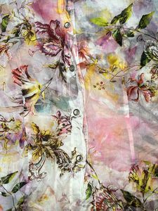 Floral Print Sheer Button-Up Shirt