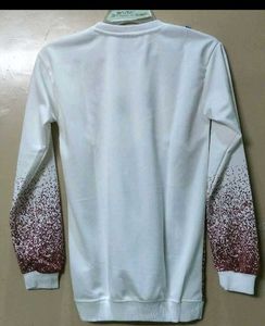 White Sweatshirt with Ombre Sleeves