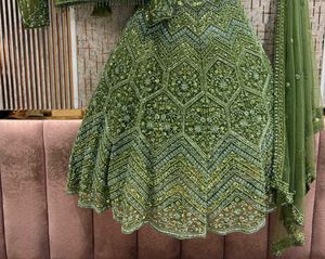 Stunning Green Sequined Lehenga Choli