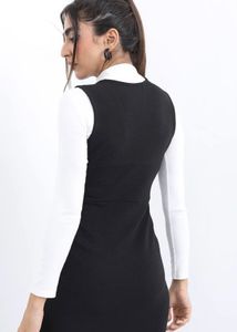 Chic Black Sleeveless Button-Down Dress