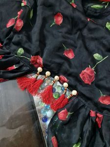 Front Open Rose Printed Kurti