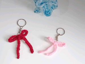 Cute Bow Keychains - Pink &amp; Red Set