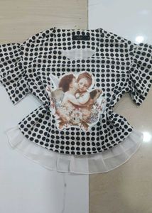 Cute Polka Dot Top with Angel Print