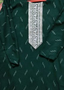 Stylish Green Kurta with White Embroidery