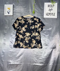 Elegant Black Floral Print Top