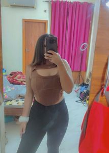 Cut Out Brown Corset Top
