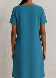 Teal Short Sleeve A-Line Dress