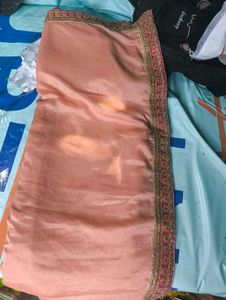 Peach Saree with blouse piece ( New) to
