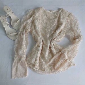 Elegant Lace Blouse with Puff Sleeves