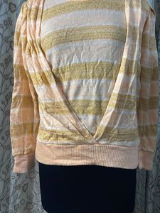 Striped Wrap Front Top
