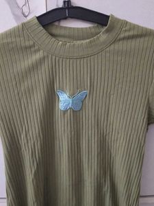 Cute Olive Green Butterfly Tee