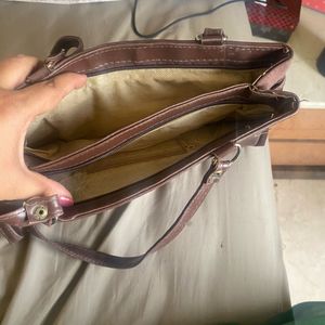 Chic Brown Satiny Handbag