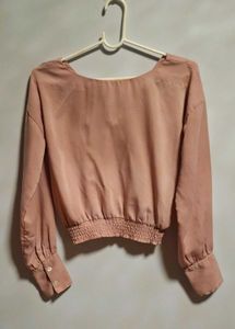 Ajio Pink Laced Back Crop Top