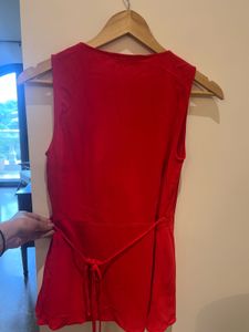 Chic Red Ruffle Wrap Top