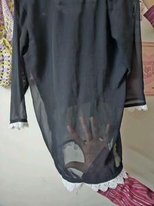 Black Embroidered Kurta Top