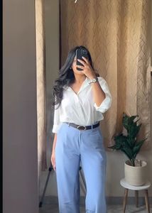 Stylish Blue Wide Leg Trousers