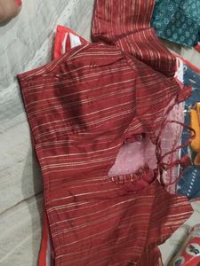 Elegant Red Striped Blouse