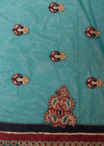 Embroidered Teal saree with blouse