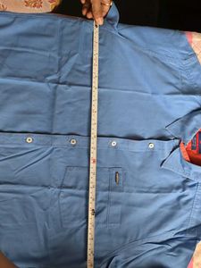 Men's Blue Short Sleeve Button-Up Shirt