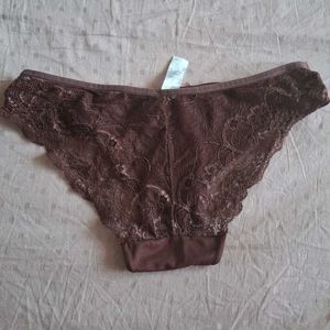 Brown Lace Trim Briefs M size