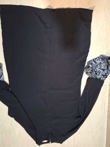 Black Midi Dress with Swirl Sleeves