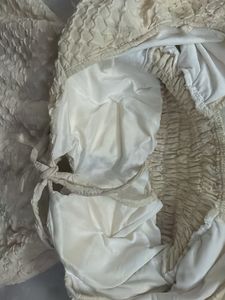 Cream Textured Puff Sleeve Dress