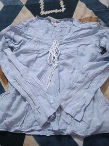 Light Blue Embroidered Tie-Up