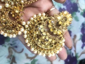 Gold-tone Pearl Embellished Earrings