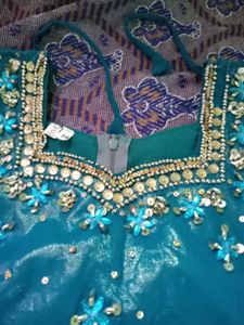 Teal Embroidered Lehenga Skirt Set