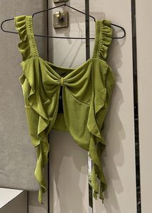 Chic Green Velvet Bow Top