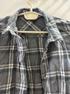 ZARA Classic Plaid Long-Sleeve Shirt Dress