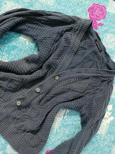 Gray Cable Knit Cardigan