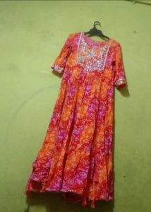 Bandhani Long Dress For Womens