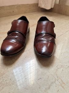 Men's Brown Leather Monk Strap Shoes