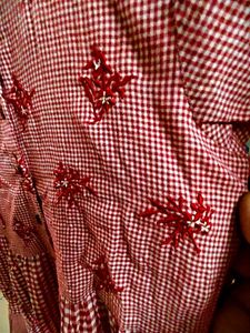 Utsa Westside Gingham Embroidered dress