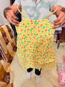 Cute Flamingo Print Ruffled Dress Material