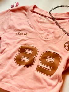 Pink Y2k Italia 89 baby tee